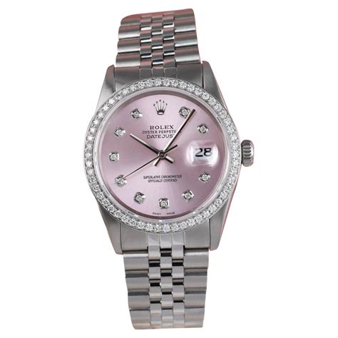 rolex with pink diamonds|Rolex pink face diamond bezel.